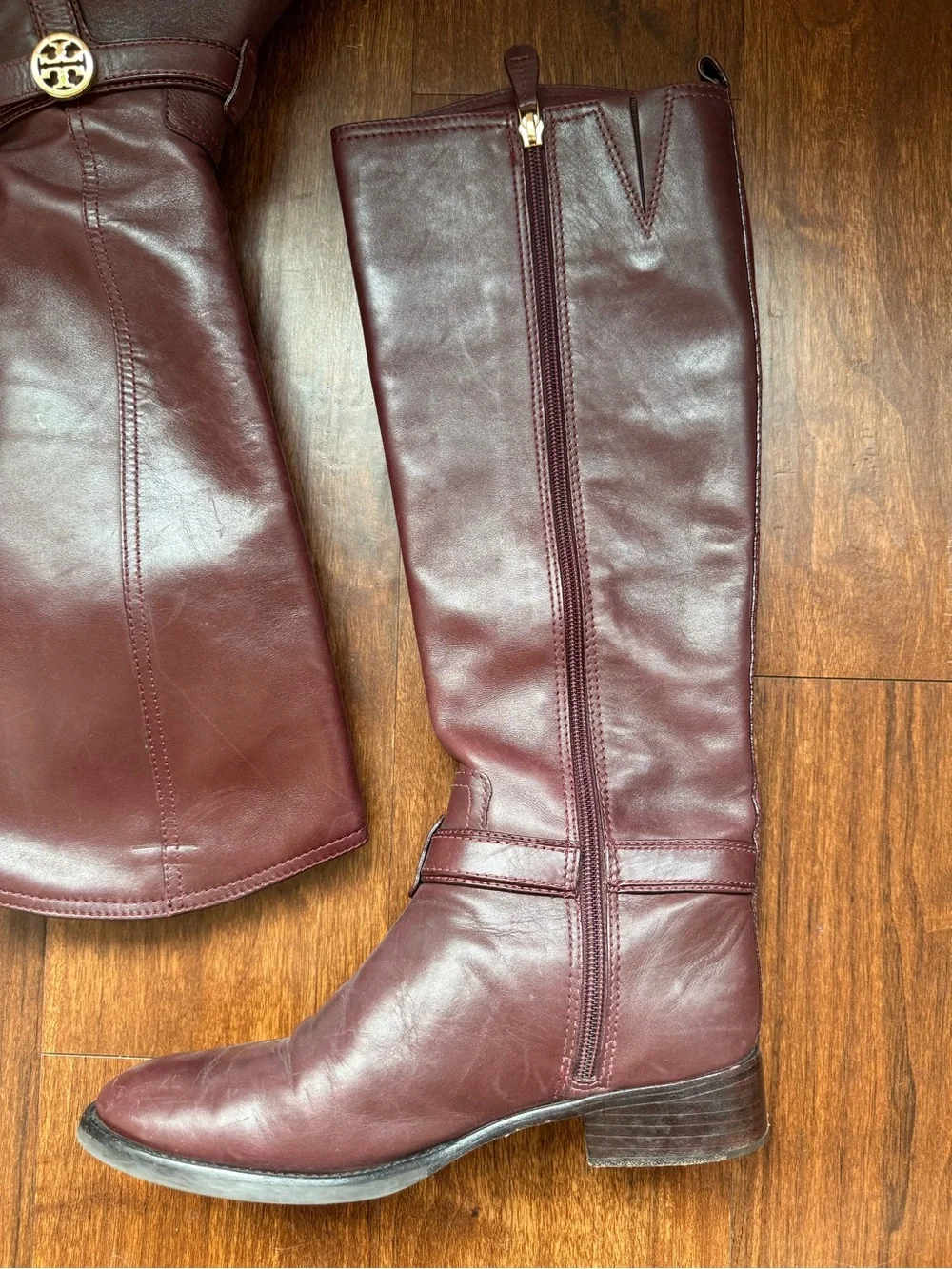 Tory Burch Bristol Riding Boots - Burgundy Sz 7
